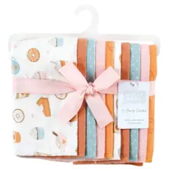 Hudson Baby Infant Girl Cotton Flannel Burp Cloths, Pumpkin Spice, One Size