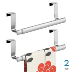 iDesign 9-inch Over-the-Cabinet Expandable Towel Bar, Set of 2, Brushed