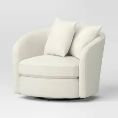 Oversized Upholstered Swivel Accent Chair with Pillows Cream Boucle - Threshold&trade;