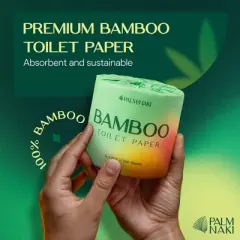Palm Naki Bamboo Toilet Paper 3-Ply, Mega Rolls 360 Sheets/Roll, Strong & Gentle, Tree-Free Septic-Safe