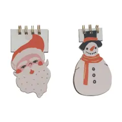 Storied Home 2-Piece Handmade Paper Diecut Santa and Snowman Shaped Spiral Notebook, Multicolor