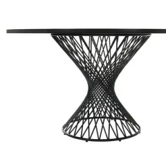 54" Cirque Round Metal Pedestal Dining Table Black Wood - Armen Living