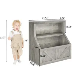 Kids Bookshelf and Toy Storage Organizer, Wooden Toddler Bookcase with Large Cubbies, Storage Cabinet for Playroom, Bedroom, Nursery, Classroom