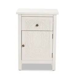 Lambert Wood 1 Drawer Nightstand White - Baxton Studio