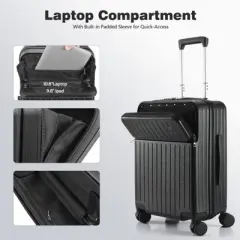 SUGIFT 20&rdquo; Hardside Carry On Luggage with Spinner Wheels, Lightweight Suitcase with TSA Lock, Front Laptop Compartment
