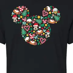 Women's - Disney - Mickey Silhouette Christmas Cropped Graphic T-Shirt