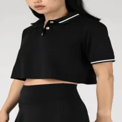 90 Degree By Reflex Womens Dynamic Pique Cropped Boxy Polo Tee