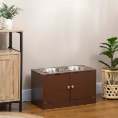 Kumasinova Dog Food Storage Container,Elevated Dog Bowls with Storage Cabinet Containing Large 44L Capacity