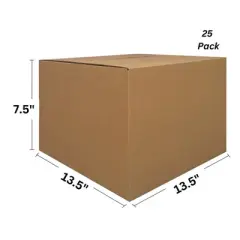 UOFFICE Pack of 25 Corrugated Boxes 13.5" x 13.5" x 7.5"