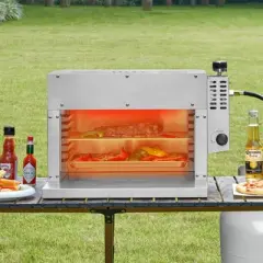 VEVOR Propane Steak Grill, Portable Infrared Broiler, 1500&deg;F Stainless Steel Barbecue Infrared Grill with 6-Tier Adjustable Rack, Silver