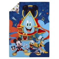 Disney Mickey Mouse Funhouse Crew Blue, Red and Yellow, Funny, Donald Duck, Goofy and Pluto 4 Piece Toddler Bed Set
