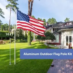 Yescom 10 Ft Aluminum Outdoor Flag Pole Kit in Ground American Flag Ball Top with Stake