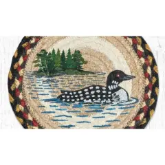 Earth Rugs Loon Patch Round Trivet &ndash; Rustic Cabin Kitchen Hot Pad 10"x10"