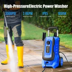 SUGIFT Electric Pressure Washer, 3300 Max PSI, 2.0 GPM, 1800W High-Performance Cleaner with 4 Quick-Connect Nozzles & Foam Cannon