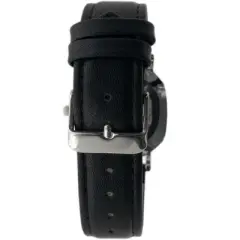 Peugeot Men's 40mm Black Dial Silver Super Slim Case Leather Strap Watch