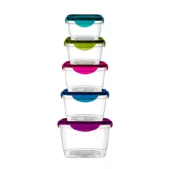 Lexi Home  Jumbo 5-Piece Lock and Seal Square Food Storage Container Set