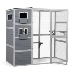 Large Outdoor Catio Cat Enclosures With Waterproof Roof 2 Jumping Platforms And Resting Rooms 4-Tier Cat Playpen Wooden Cat Enclosure Indoor Outdoor