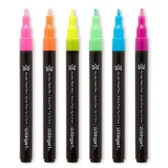KINGART PRO Paint Pens Extra Fine Tip, 6 Neon Colors