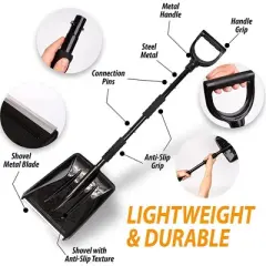 Zone Tech Car 3-in-1 Replaceable Heads Snow Shovel Kit  Portable Snow Removal Shovel, Ice Scraper, and Snow Shovel Car Set