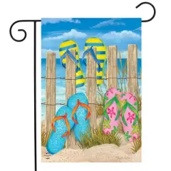 Toes In The Sand Summer Garden Flag Flip Flops Fence 18" x 12.5" Briarwood Lane