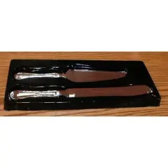 Jiallo  Silver Plate Cake Server & Knife-Rim Design
