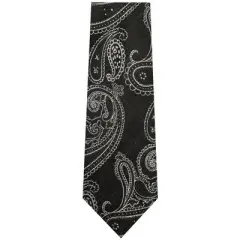 TheDapperTie Men's Black And White Paisley Necktie with Hanky