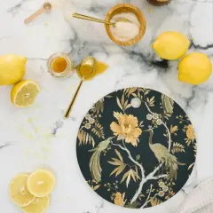 Iveta Abolina Peacock Garden on Teal Cutting Board - Round