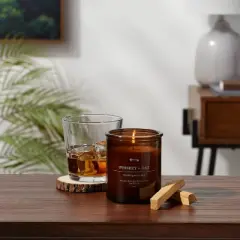 9oz Lidded Glass Jar Crackling Wooden Wick Candle Whiskey & Oak - Threshold&trade;
