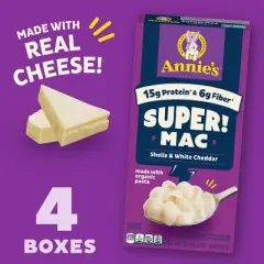 Annie's Organic Super! Mac White Cheddar Mac and Cheese - 24oz/4ct