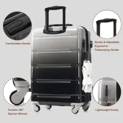 YONWAY 3 Piece Hardside Luggage Sets, Airline Certified Carry-on Luggage, With USB Port And TSA Lock