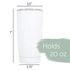 100 North 20 Ounce Stainless Steel On the Go Travel Tumbler With Push Top Lid, Hello New Year White