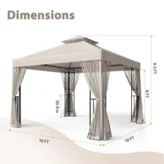 EAGLE PEAK 10'x10'Double Roof Outdoor Patio Gazebo with Mesh Netting