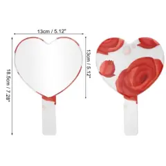 Unique Bargains Heart Shape Cosmetic Mirror Red White 1 Pc