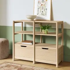 32" Scandi Small Bookcase with Storage Drawers Natural - Room Essentials&trade;