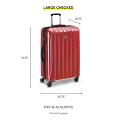 DELSEY Paris Aero Expandable Hardside Large Checked Spinner Upright Suitcase - Red