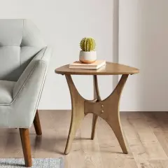 Blaze Triangular Wood Side Table 