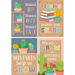 Teacher Created Resources&reg; Happy Cactus Crew Positive Sayings Small Poster Pack, 11" x 15-3/4", Pack of 12