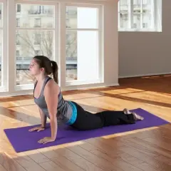 Yoga Mat - 0.25" H - Thick Double-Sided Foam Gym and Workout Equipment - Padded Fitness Surface for Pilates with Carrying Strap by Wakeman (Purple)