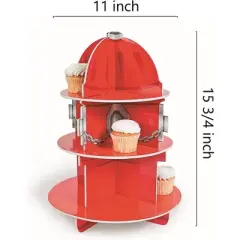 Fun Express Fire Hydrant Cupcake/Dessert Holder 3 Tiers Fire Truck/ Fireman Themed Birthday Party Supplies & Decor