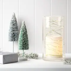 30ct LED Battery Operated Christmas Dewdrop Fairy String Lights Warm White with Green Wire - Steady/Twinkle - Wondershop&trade;