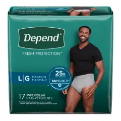 Depend Fresh Protection Adult Incontinence Disposable Underwear for Men - Maximum Absorbency - Gray