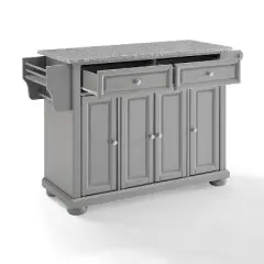 Alexandria Kitchen Island with Solid Granite Top Vintage Gray - Crosley
