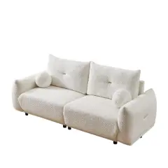 NicBex Couches for Living Room 90" Loveseat Sofa Couch Lamb's Wool Upholstered 2-seater Sofa with 2 Cushions and 2 Ball Pillows
