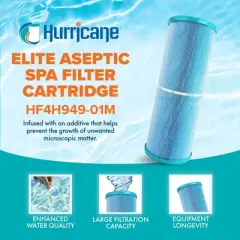 Hurricane HF4H949-01M Elite Aseptic Spa Filter Cartridge Replacement for PWW50L, Unicel 4CH-949, Filbur FC-0172, Waterway Teleweir 50