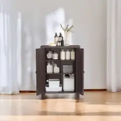 Slate Gray Freestanding Bathroom Floor Storage Cabinet - 11.8 x 23.6 x 31.5 Inches, with 2 Adjustable Shelves for Spacious Bathroom Storage