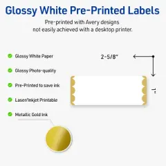 Avery&reg; Labels, 1" x 2-5/8", Gold Dots Edge, Glossy White, 160ct