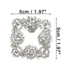 Unique Bargains Women's Rhinestone Shoe Buckle 1.97"x1.97" Silver Tone 2 Pcs