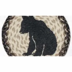 Earth Rugs Bear Cub Silhouette Printed Round Jute Trivet 10"x10" Rustic Hot Pad