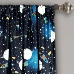 Universe Room Darkening Window Curtain Panels Navy - Lush D&eacute;cor