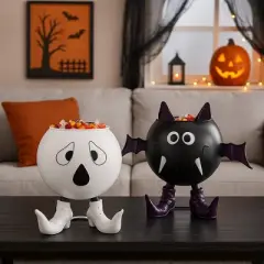 Gallerie II Cute Bat with Fangs Halloween Decorative Trick or Treat Candy Bowl